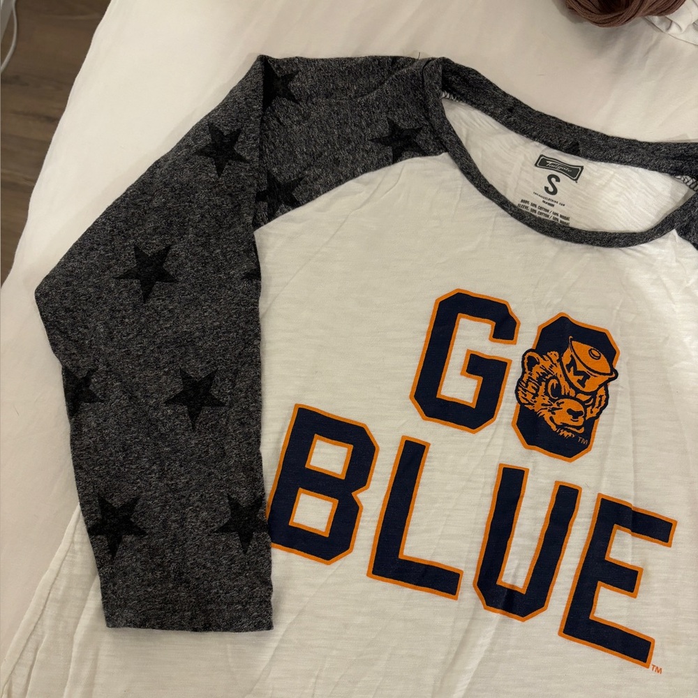 Michigan Go Blue vintage baseball style tee